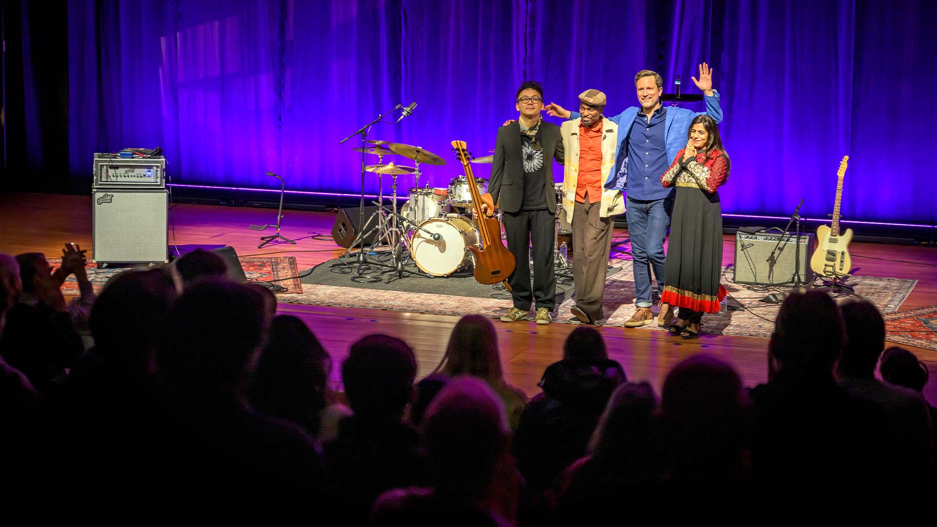 Members of American Patchwork Quartet taking a bow for the audience at The Prior.