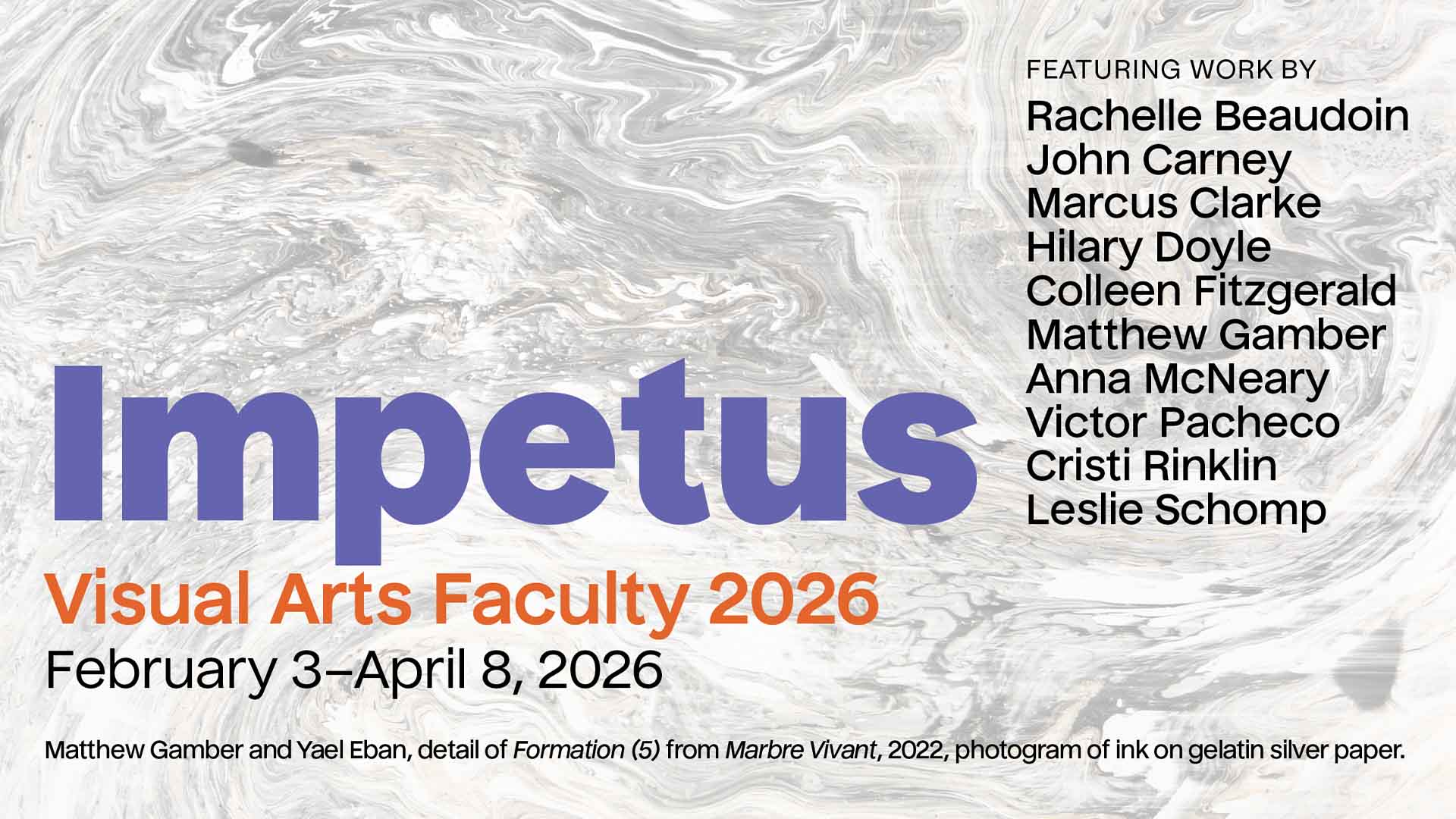 Impetus, the Visual Arts Faculty 2026 exhibition at the Cantor Art Gallery at Holy Cross.