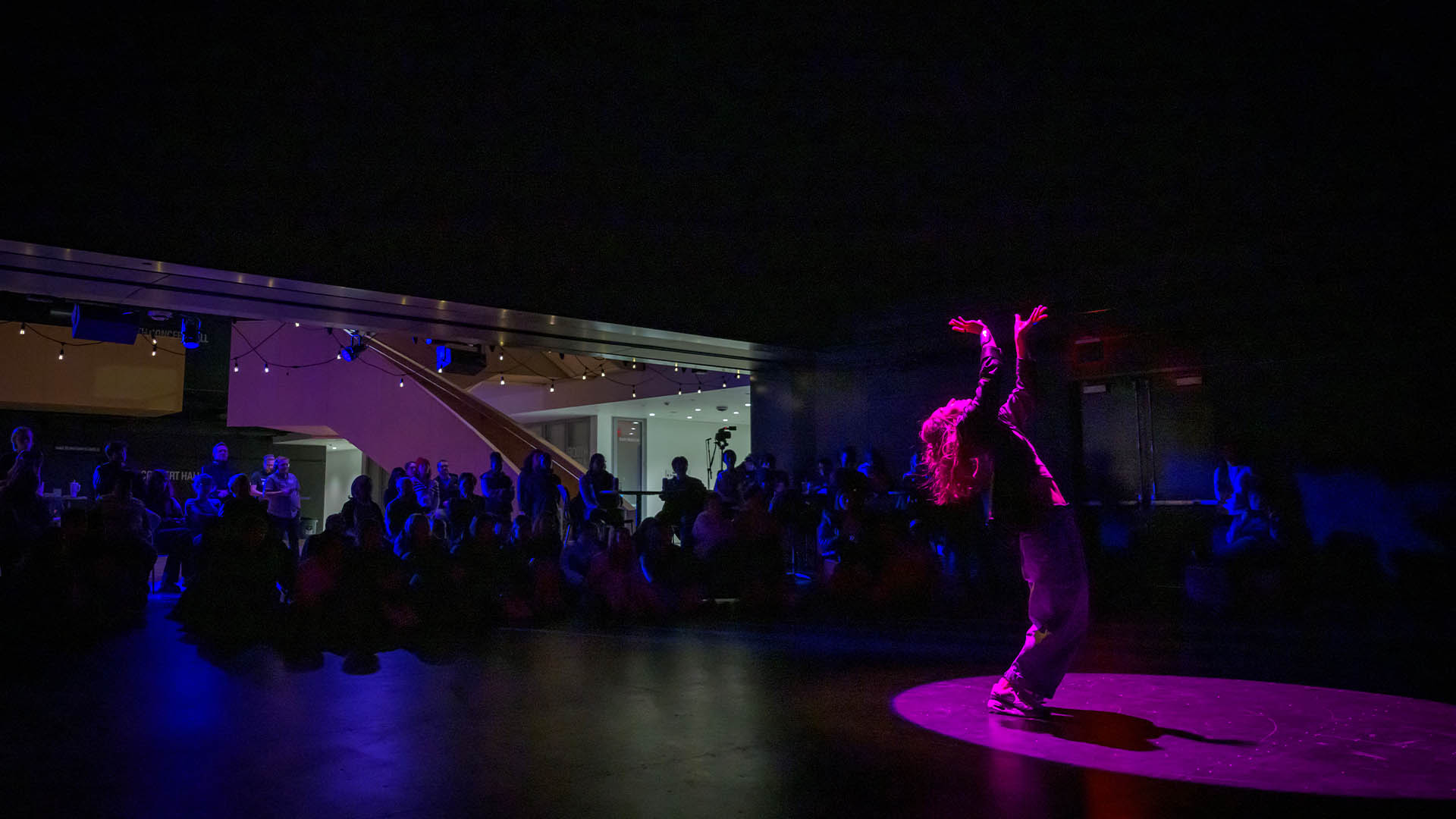 A dancer from LayeRhythm performing for an audience at The Prior.