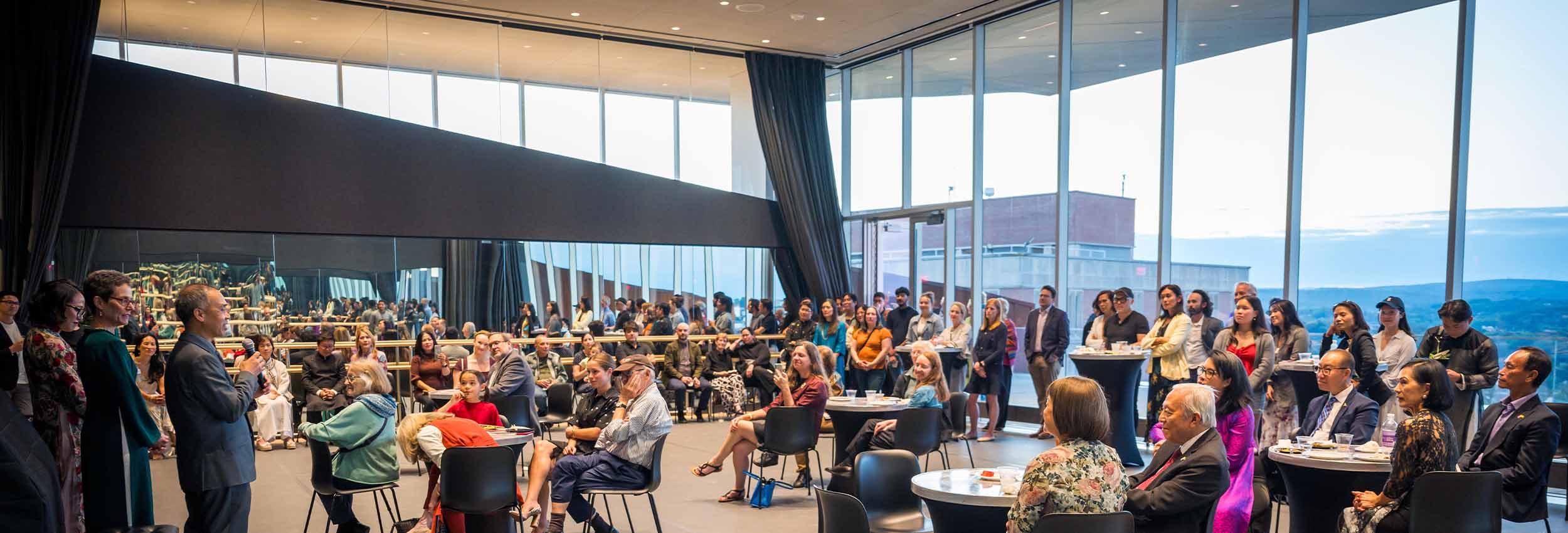A reception in the Alden Trust Performance Studio.