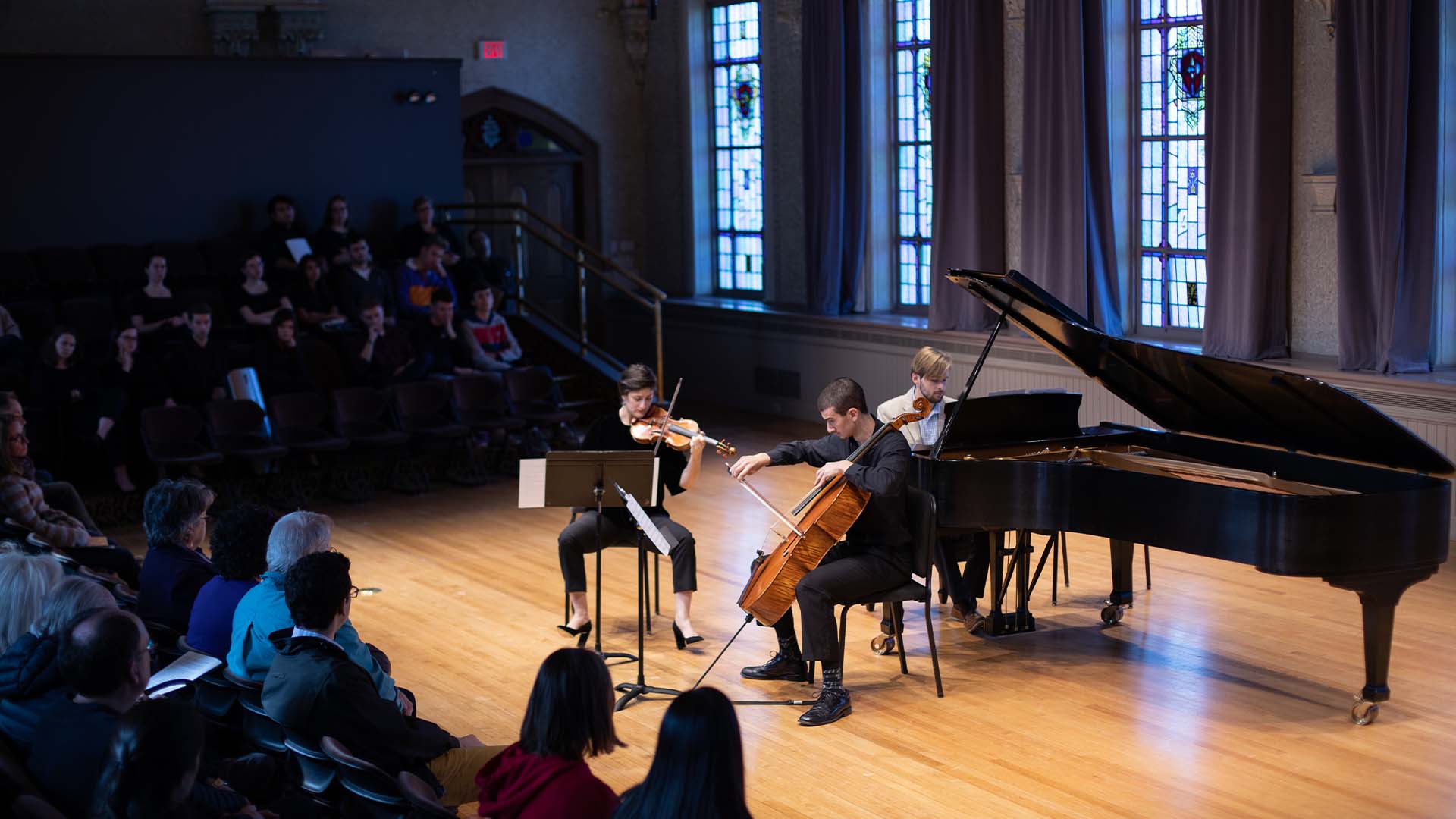 a chamber music recital in Brooks Concert Hall