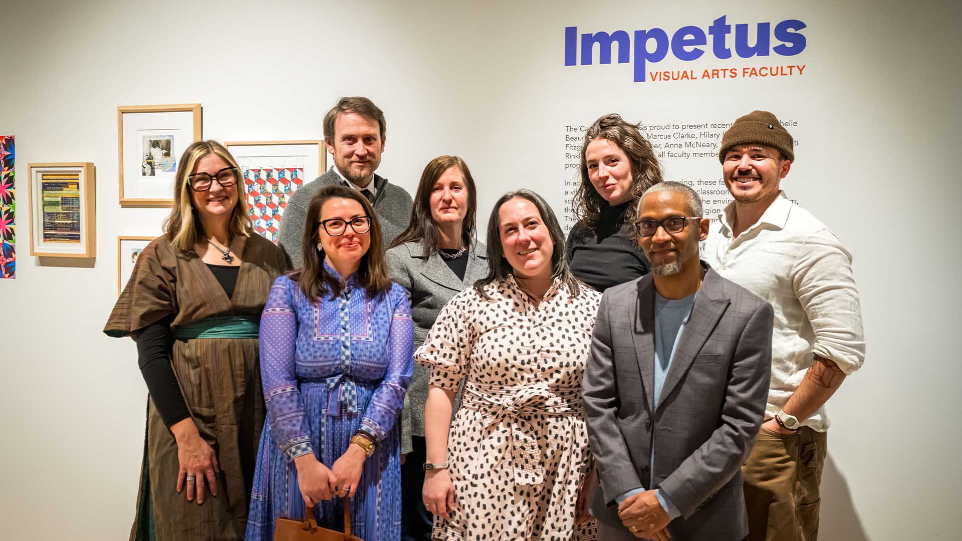 faculty artists in the impetus exhibition at the cantor art gallery