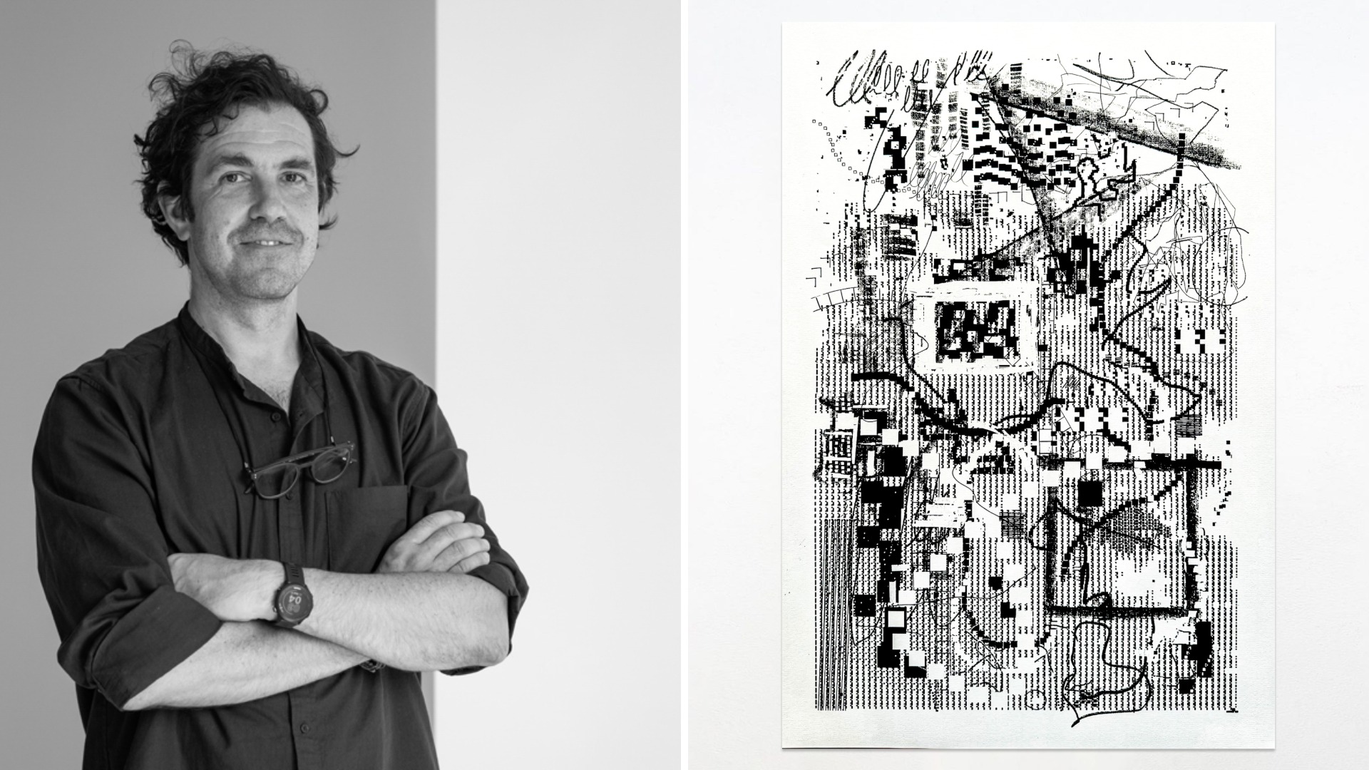 artist Clement Valla with one of his original works